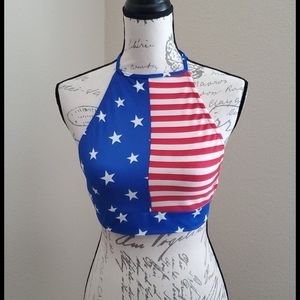 American flag bathing suit top halter small
